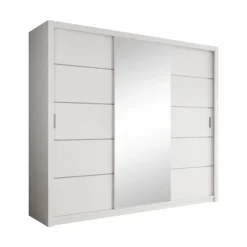 Meubella - Kledingkast Blake - Wit - 250 cm - Met spiegel