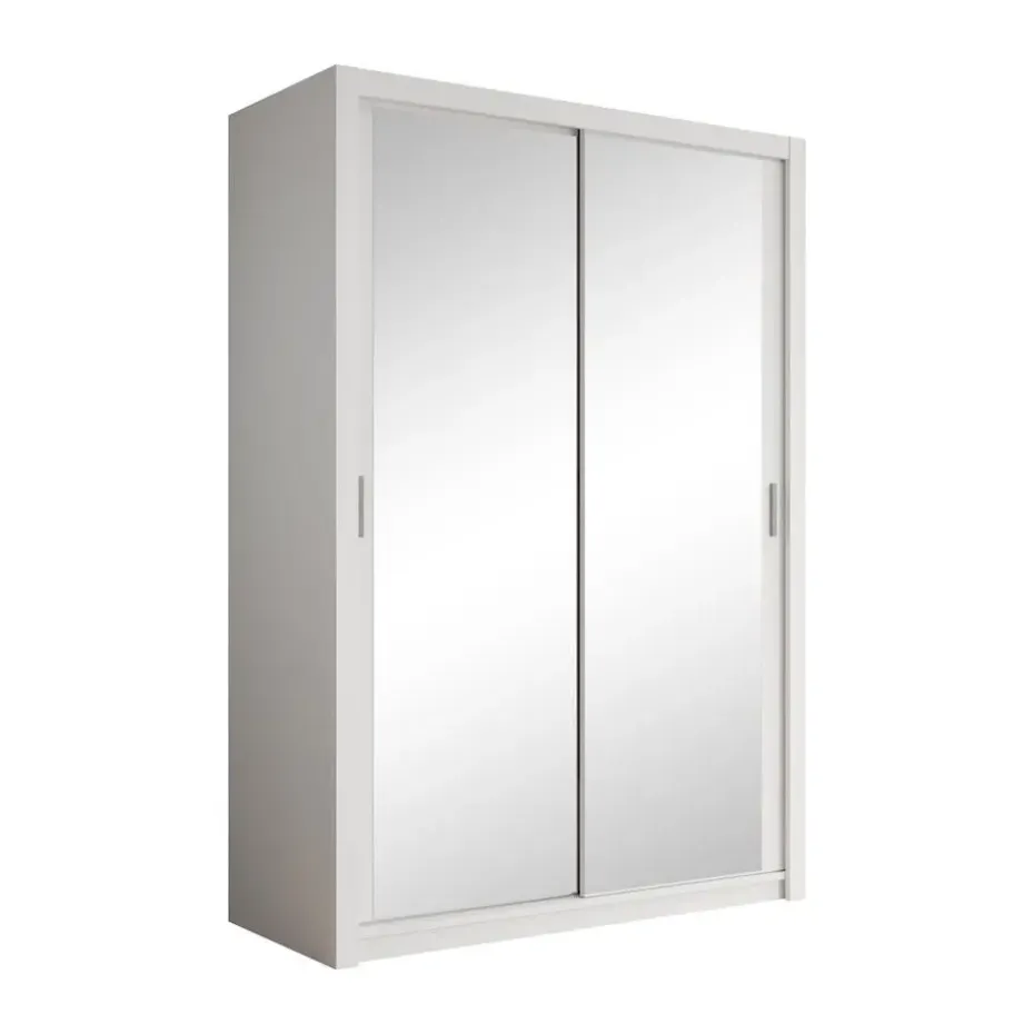Meubella - Kledingkast Blake - Wit - 150 cm - Met spiegel