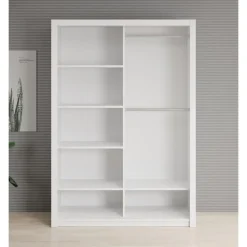 Meubella - Kledingkast Blake - Wit - 150 cm - Met spiegel