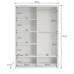 Meubella - Kledingkast Blake - Wit - 150 cm - Met spiegel