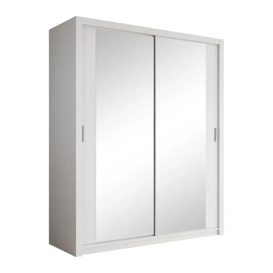 Meubella - Kledingkast Blake - Wit - 180 cm - Met spiegel
