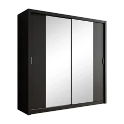 Meubella - Kledingkast Blake - Mat Zwart - 220 cm - Met spiegel