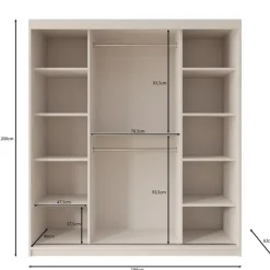 Meubella - Kledingkast Bodhi - Zwart - 180 cm - Met spiegel