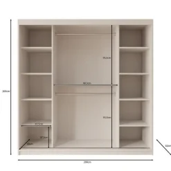 Meubella - Kledingkast Bodhi - Beige - 200 cm - Met spiegel
