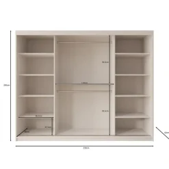 Meubella - Kledingkast Bodhi - Eiken - 250 cm - Met spiegel