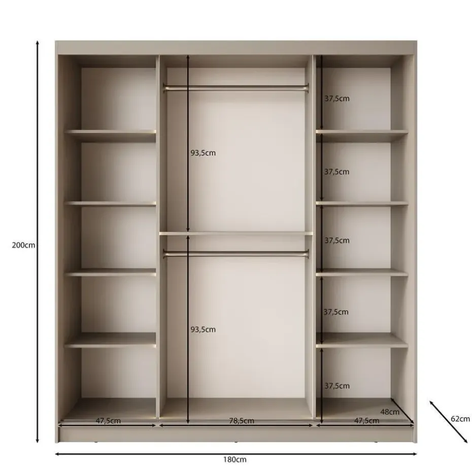 Meubella - Kledingkast Bravanti - Beige - 180 cm