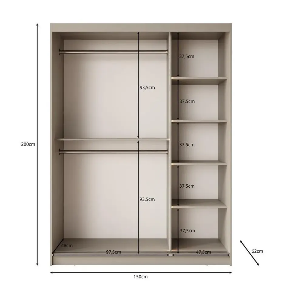 Meubella - Kledingkast Bravanti - Beige - 150 cm