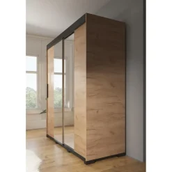 Meubella - Kledingkast Brazil - Eiken - 200 cm - Met spiegel