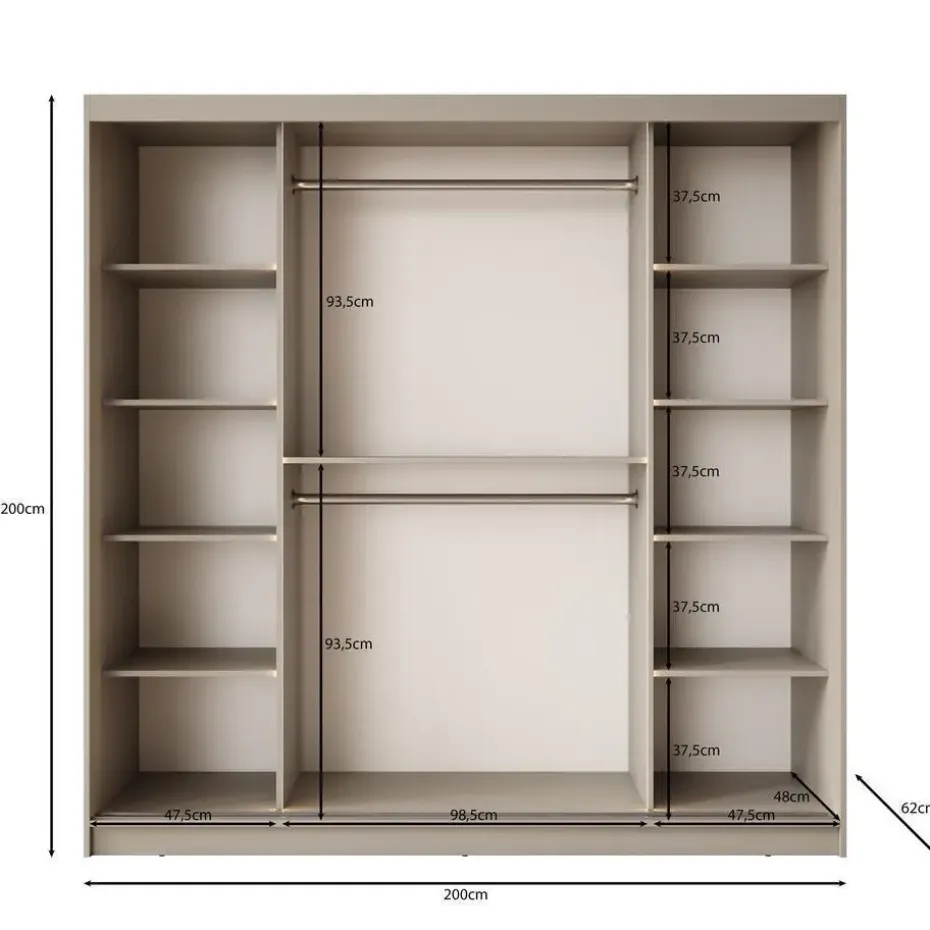 Meubella - Kledingkast Bravanti - Zwart - 200 cm