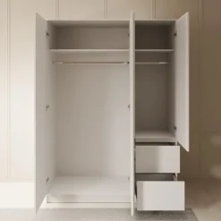Meubella - Kledingkast Brett - Wit - 147 cm