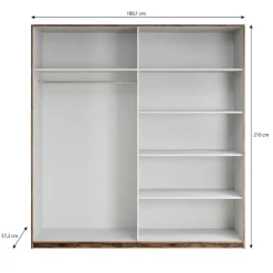Meubella - Kledingkast Brown - Eiken - 180 cm - Met spiegel