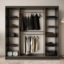 Meubella - Kledingkast Bunaro - Zwart - 200 cm