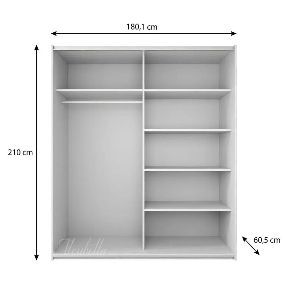 Meubella - Kledingkast Colorado - Wit - 180 cm - Met spiegel