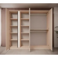 Meubella - Kledingkast Desert - Beige - 220 cm - Met spiegel
