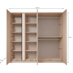 Meubella - Kledingkast Desert - Beige - 220 cm - Met spiegel