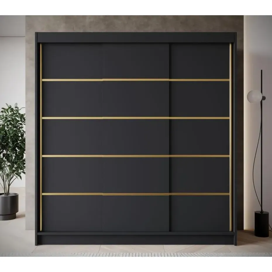 Meubella - Kledingkast Eagle - Zwart - 200 cm