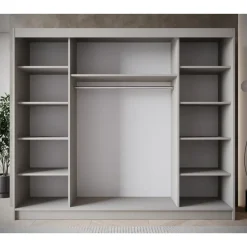 Meubella - Kledingkast Eagle - Beige - 250 cm - Met spiegel