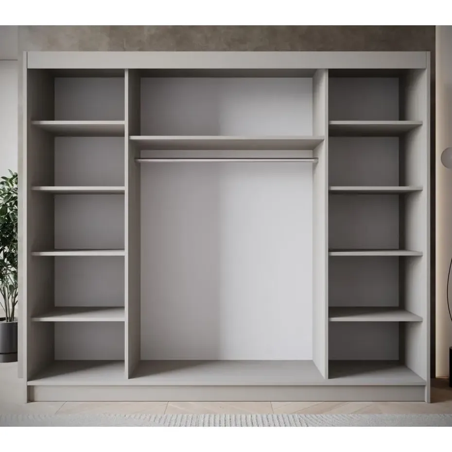 Meubella - Kledingkast Eagle - Beige - 250 cm - Met spiegel
