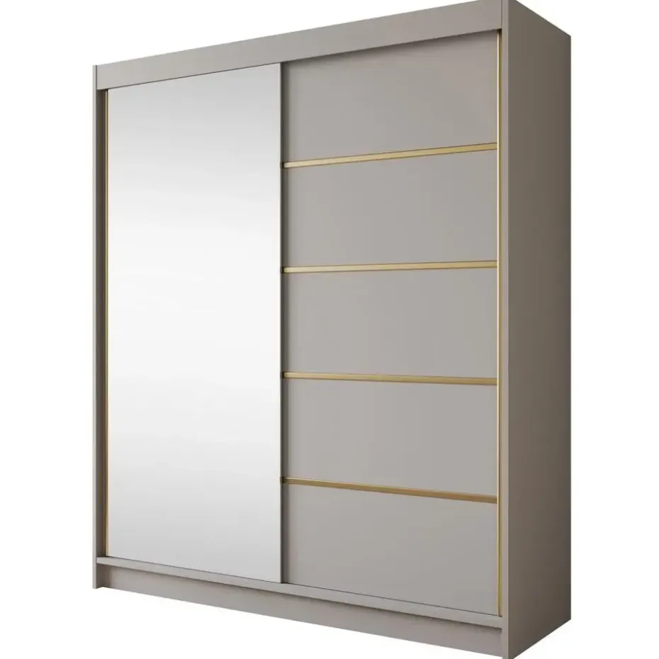 Meubella - Kledingkast Eagle - Beige - 180 cm - Met spiegel
