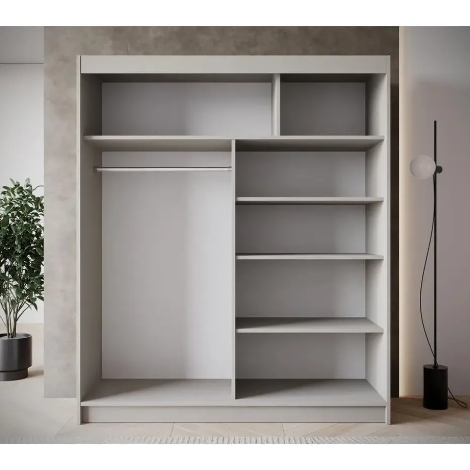 Meubella - Kledingkast Eagle - Beige - 180 cm - Met spiegel