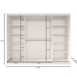 Meubella - Kledingkast Fessaro - Wit - 250 cm