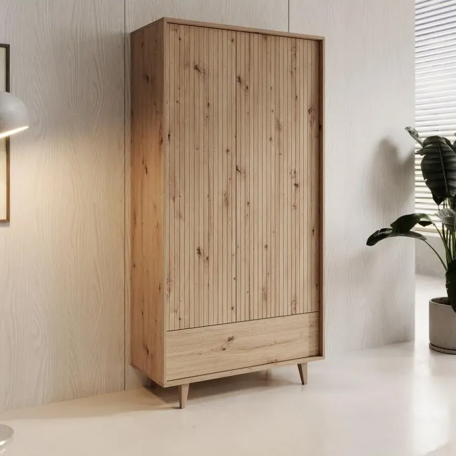 Meubella - Kledingkast Fuzeta - Eiken - 92 cm