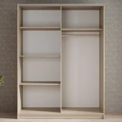 Meubella - Kledingkast Ganaro - Eiken - 150 cm - Met spiegel