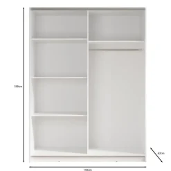 Meubella - Kledingkast Ganaro - Eiken - 150 cm - Met spiegel