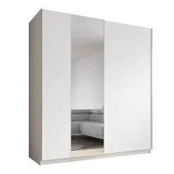 Meubella - Kledingkast Ganaro - Wit - 180 cm - Met spiegel