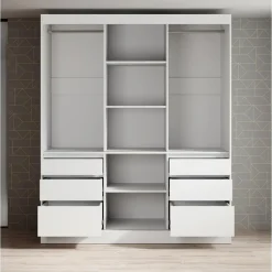 Meubella - Kledingkast Henry - Wit - 180 cm - Met spiegel