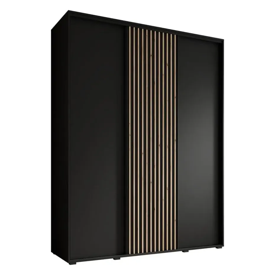 Meubella - Kledingkast Leandro - Zwart - 180 cm