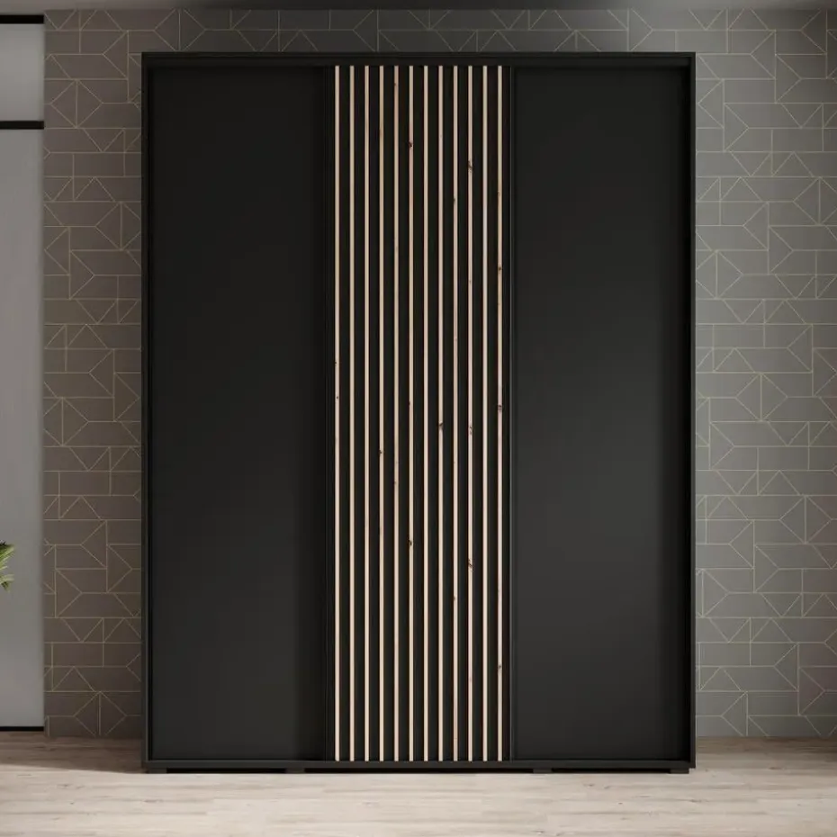 Meubella - Kledingkast Leandro - Zwart - 180 cm