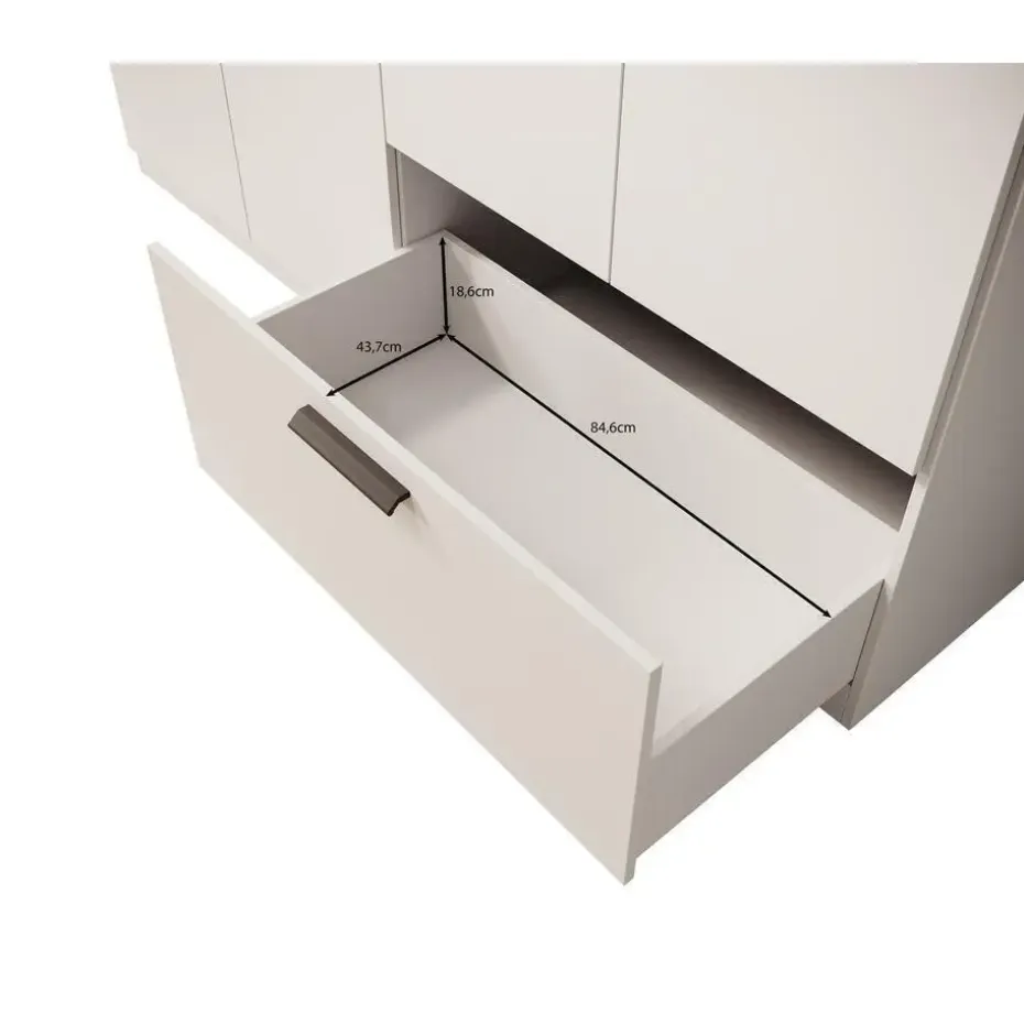 Meubella - Kledingkast Lillian - Wit - 180 cm - Met spiegel