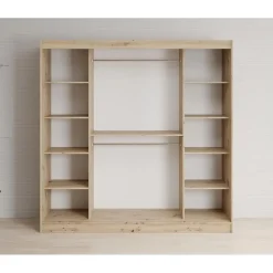 Meubella - Kledingkast Lisbon 2 - Eiken - 200 cm - Met spiegel