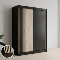 Meubella - Kledingkast Lisbon - Zwart - 150 cm