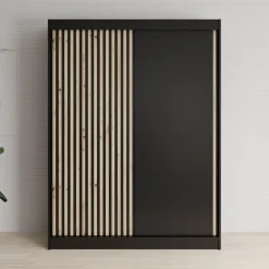 Meubella - Kledingkast Lisbon - Zwart - 150 cm