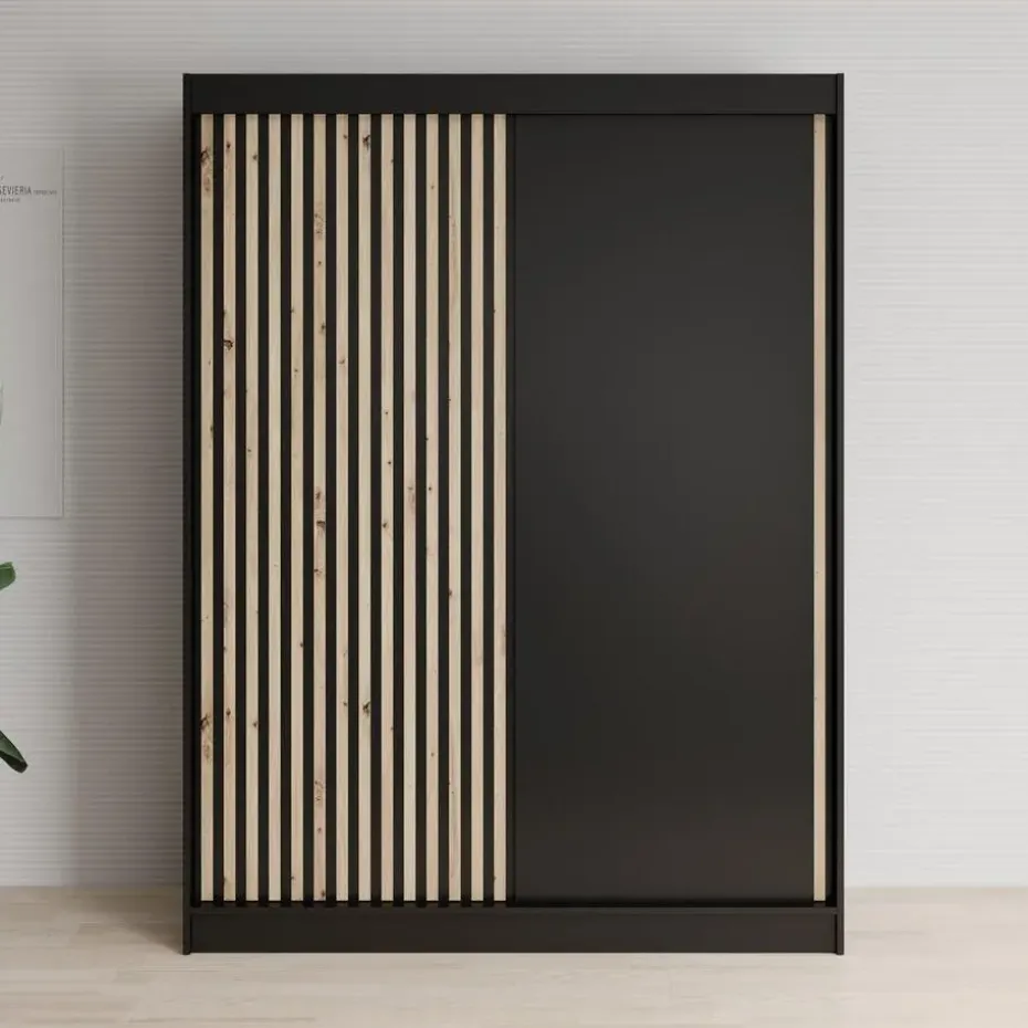 Meubella - Kledingkast Lisbon - Zwart - 150 cm