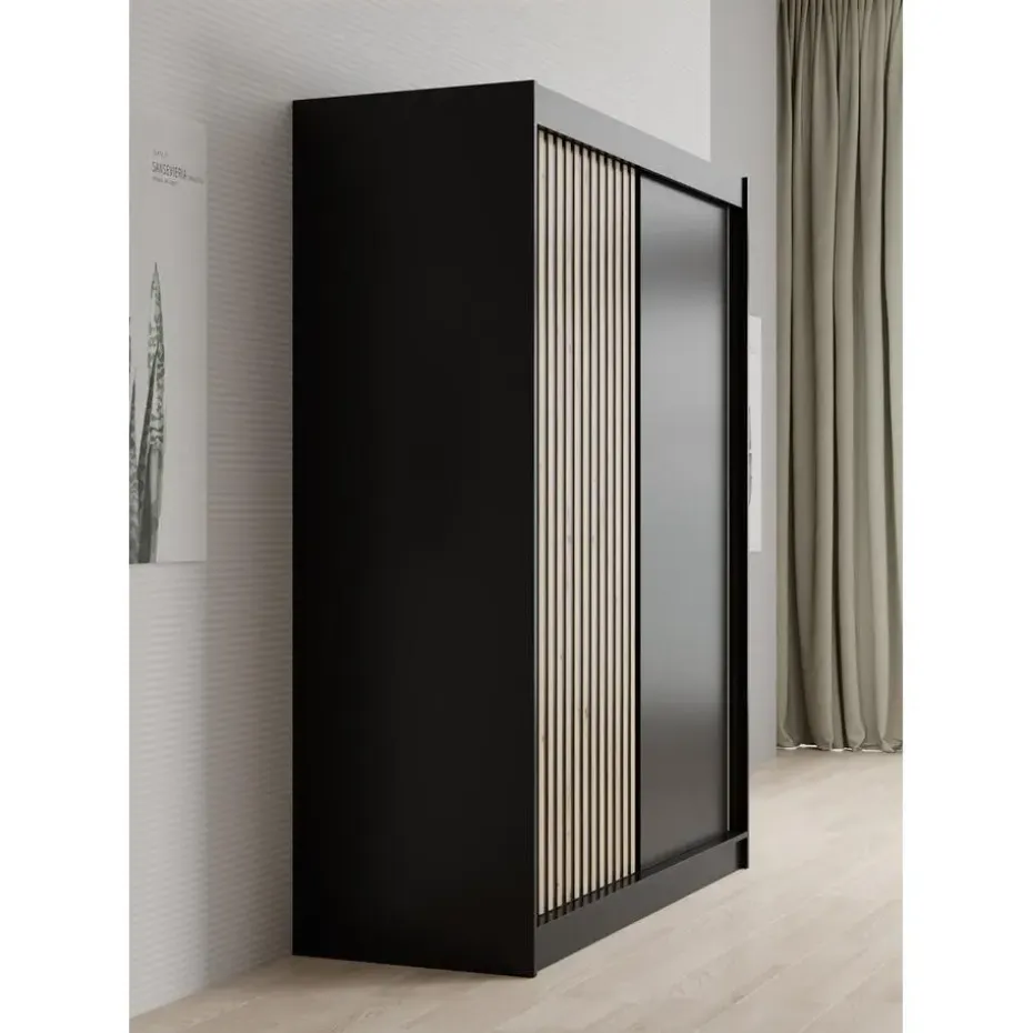 Meubella - Kledingkast Lisbon - Zwart - 150 cm