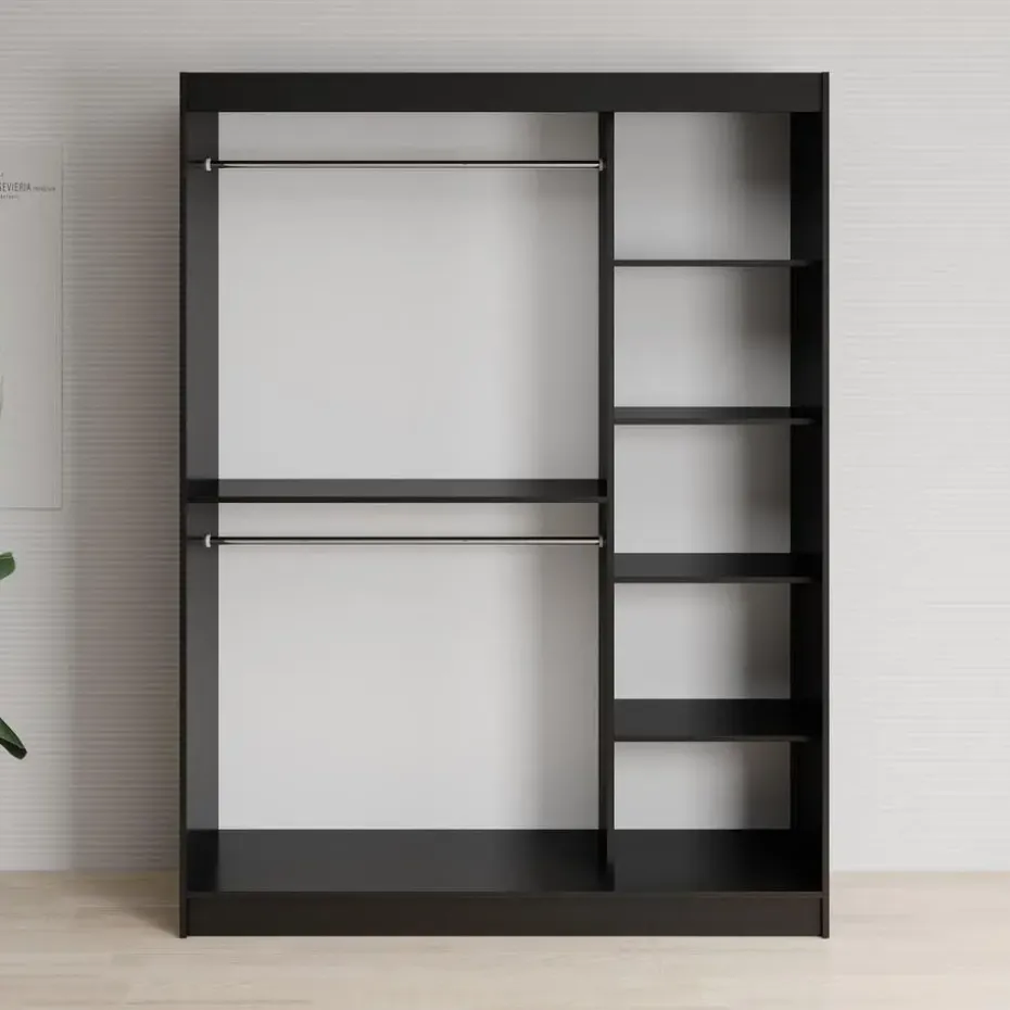 Meubella - Kledingkast Lisbon - Zwart - 150 cm