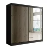 Meubella - Kledingkast Lisbon 2 - Zwart - 200 cm - Met spiegel