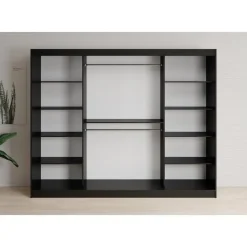 Meubella - Kledingkast Lisbon 2 - Zwart - 250 cm - Met spiegel