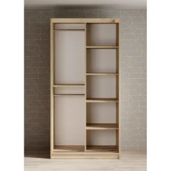 Meubella - Kledingkast Luxor - Zwart - Eiken - 100 cm