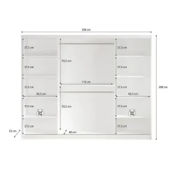Meubella - Kledingkast Mandalin - Zwart - 250 cm - Met spiegel