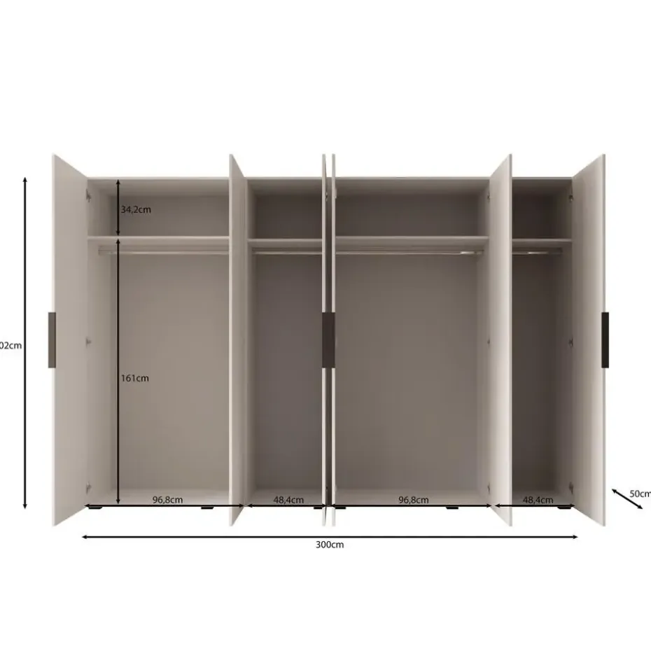 Meubella - Kledingkast Marquesa - Beige - 300 cm