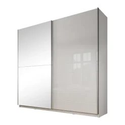 Meubella - Kledingkast Mariah - Wit - 217 cm - Met spiegel