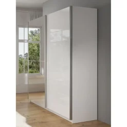 Meubella - Kledingkast Mariah - Wit - 217 cm - Met spiegel