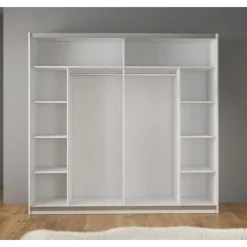 Meubella - Kledingkast Mariah - Wit - 217 cm - Met spiegel