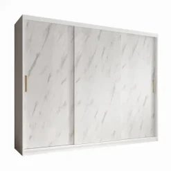 Meubella - Kledingkast Marmer - Wit - 250 cm