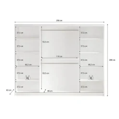 Meubella - Kledingkast Marmer - Wit - 250 cm