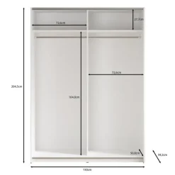 Meubella - Kledingkast Mendoza - Wit - 150 cm